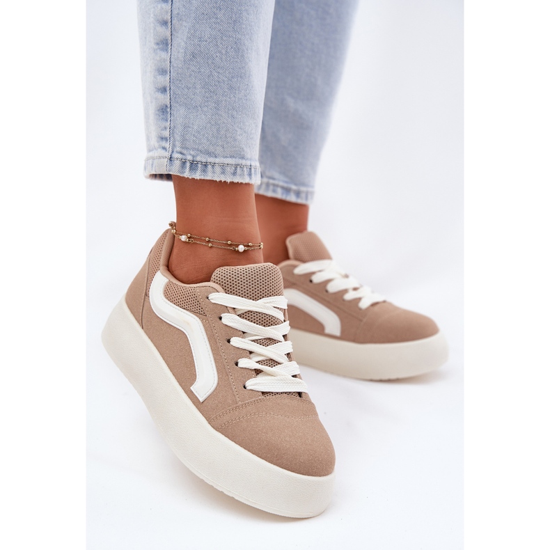 Inna Kvinnors sneakers på Khaki -plattformen beige 2
