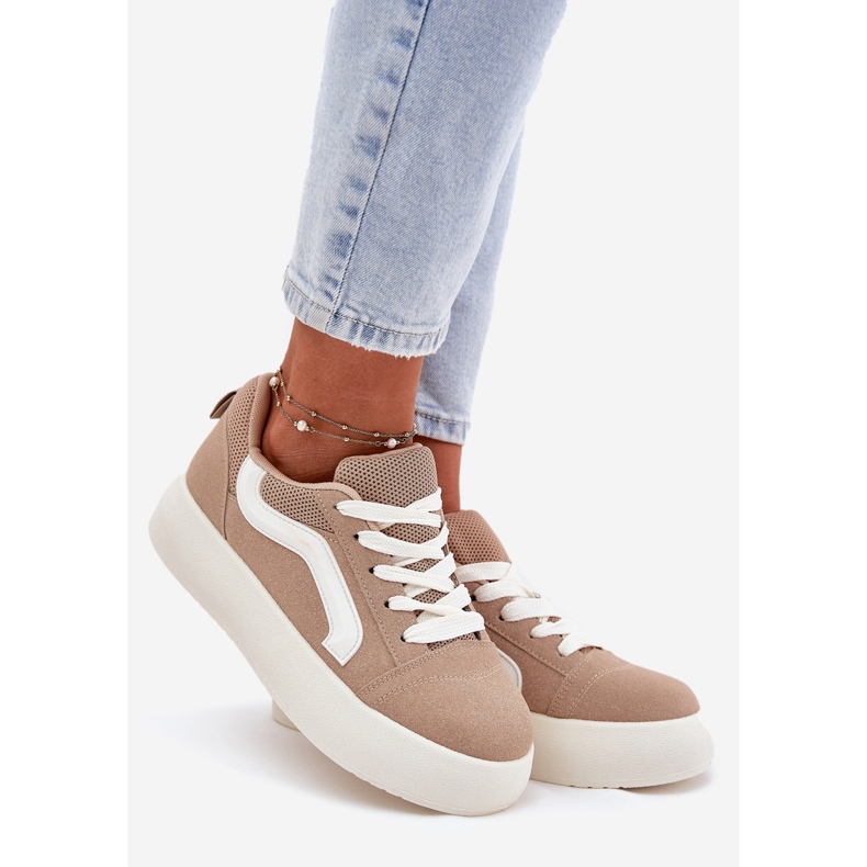 Inna Kvinnors sneakers på Khaki -plattformen beige 1