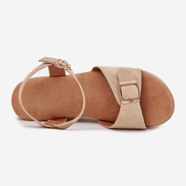 Inna Kvinnors sandaler på kil med kaki spänne beige 2