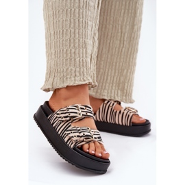 Inna Kvinnors flip flops med spännen på sebraplattformen vit 2