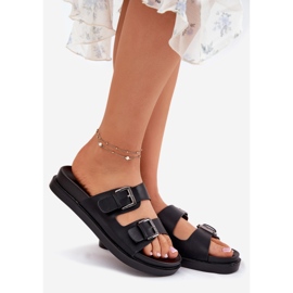 EVento Kvinnors tofflor med gyllene spännen svarta spännen 1