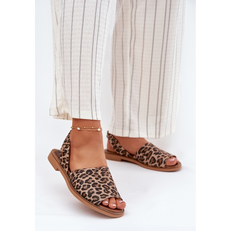ZAZOO 40327 LÄDER SLIP -OFF SANDALS LEOPARD brun 2