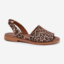 ZAZOO 40327 LÄDER SLIP -OFF SANDALS LEOPARD brun 4