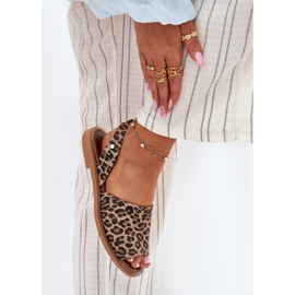 ZAZOO 40327 LÄDER SLIP -OFF SANDALS LEOPARD brun 3