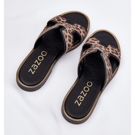 Läder platt leopard flip flops zazoo 40383 svart 8