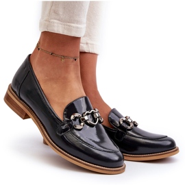 Laura Messi 2760 Navy Blue Leather Leather lackerade loafers 4