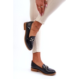 Laura Messi 2760 Navy Blue Leather Leather lackerade loafers 3