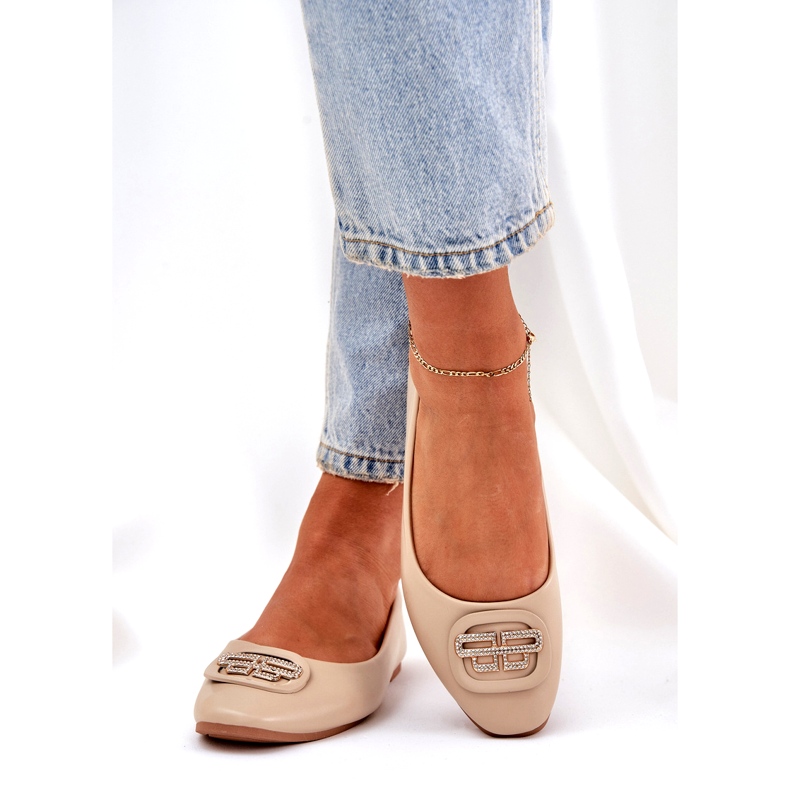 Seastar Kvinnors ballerinor på en platt sula med en prydnad för 58p beige 2