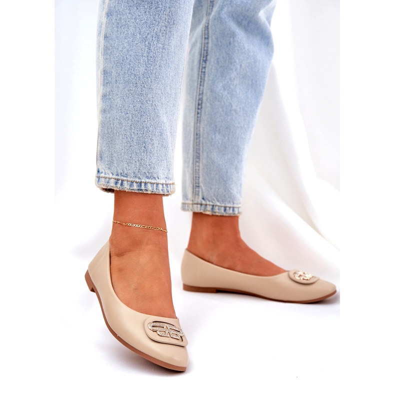 Seastar Kvinnors ballerinor på en platt sula med en prydnad för 58p beige 1