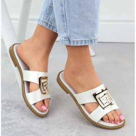 Kvinnors flip flops med dekoration White Filippo DS3703 vit 4