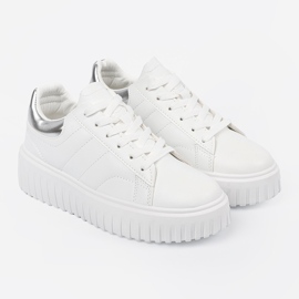 Shelvt Vita kvinnors sneakers med silverinsatser silver- 3