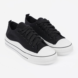 Shelvt Kvinnors svarta sneakers med en vit sula 1