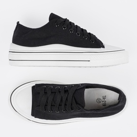 Shelvt Kvinnors svarta sneakers med en vit sula 3