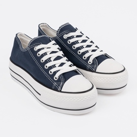 Shelvt Kvinnors marinblå sneakers på plattformen 3