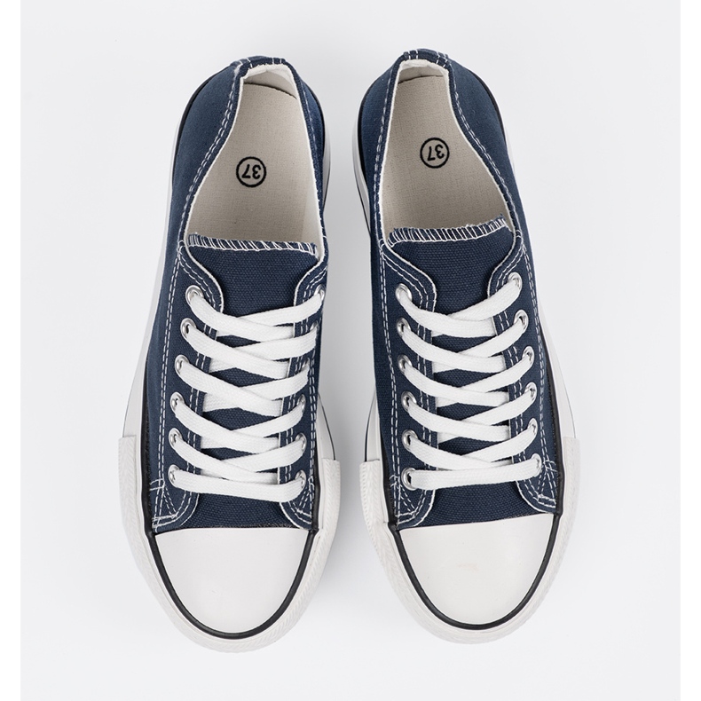 Shelvt Kvinnors marinblå sneakers på plattformen 1