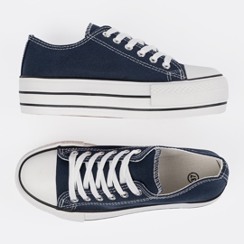 Shelvt Kvinnors marinblå sneakers på plattformen 2