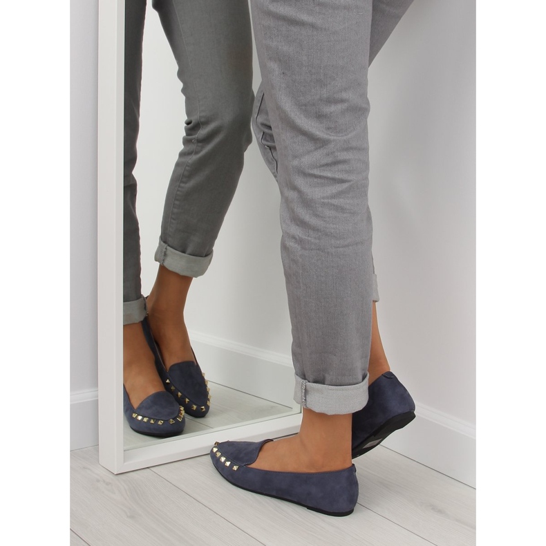 Dam loafers med marinblå 1388 Navy dubbar 1