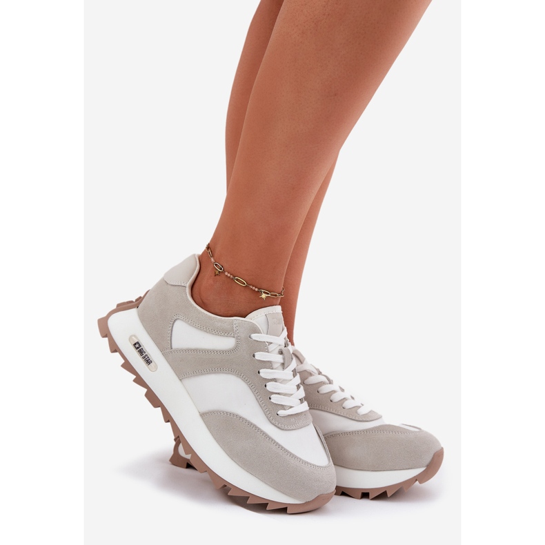Suede Sneakers på Women's Big Star RR274896 Kvinnors plattform Hi-Polish System Biało-Share vit 1