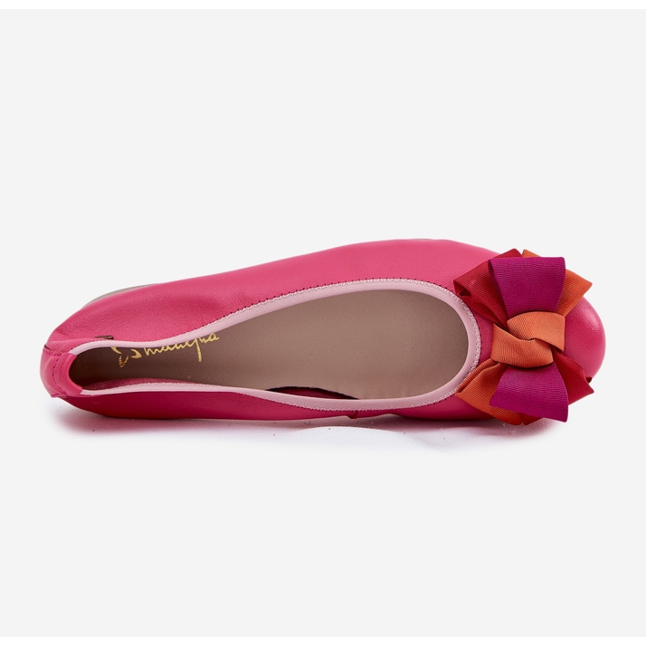 Läder ballerinas med en båge maciejka p6801-15 fuchsja rosa 2