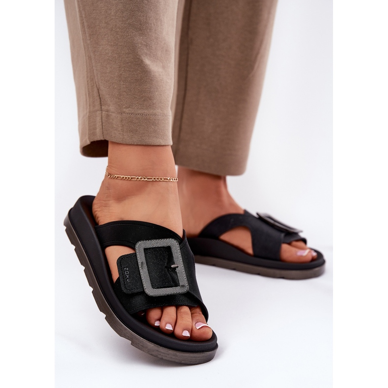 Doftande kvinnors flip flops med en dekorativ spänne zaxy rr285078 svart 2