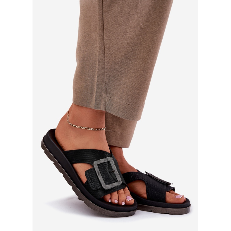 Doftande kvinnors flip flops med en dekorativ spänne zaxy rr285078 svart 1