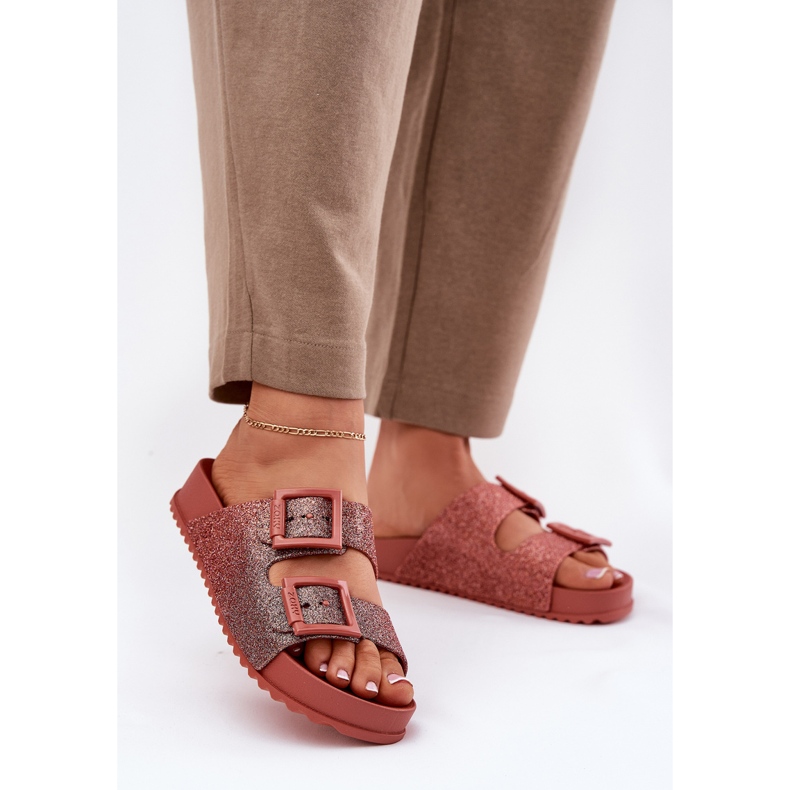 Doftande kvinnors flip flops med glitter och spännen Zaxy RR285025 Dirty Pink rosa 2