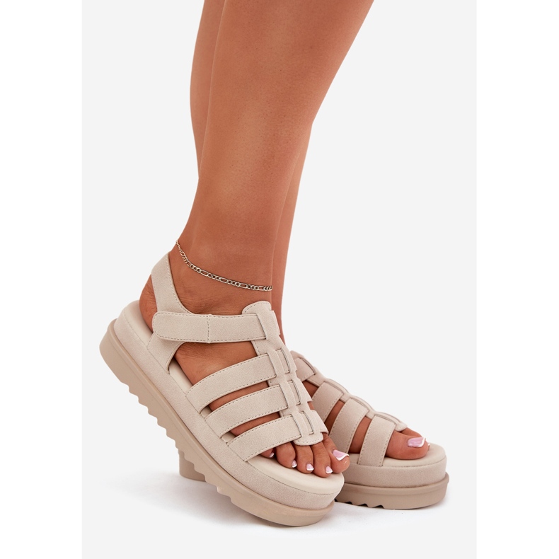 Inna Kvinnors sandaler på plattformen Eco Suede Beige 1