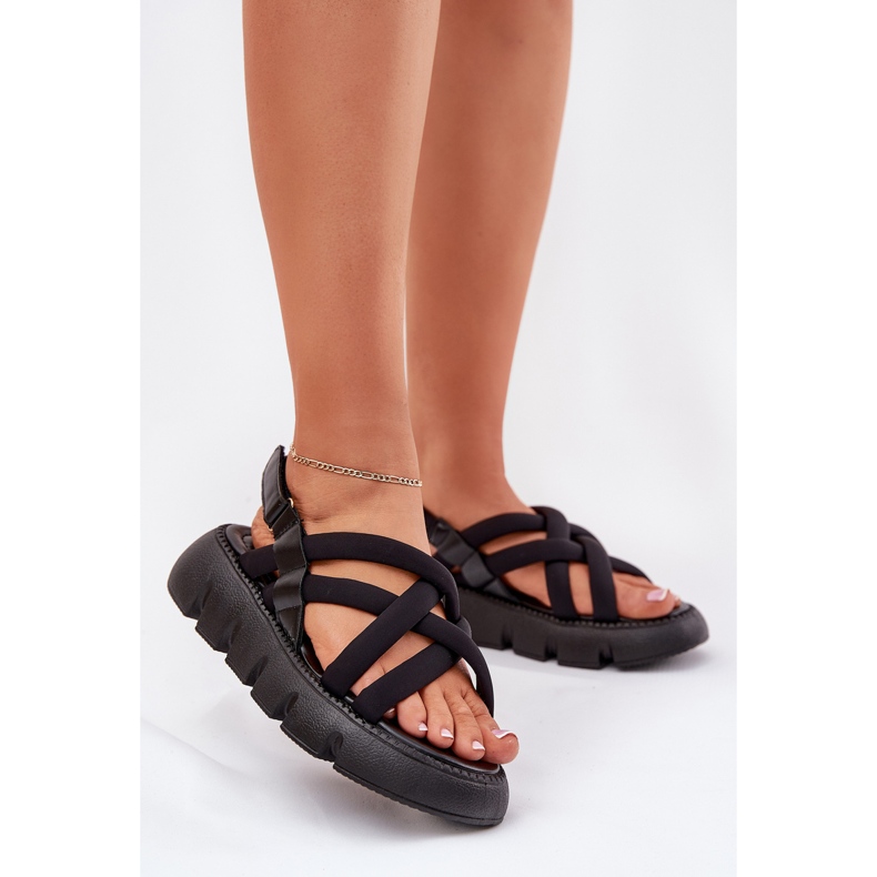 Inna Kvinnors sandaler på plattformen med svarta ränder 2