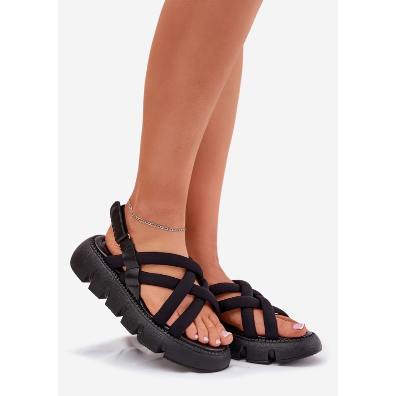 Inna Kvinnors sandaler på plattformen med svarta ränder 1