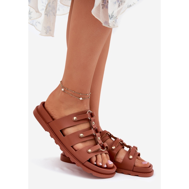 Inna Kvinnors tofflor med kamelband brun 1