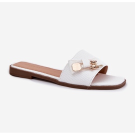 Inna Flat -hane kvinnors flip flops med en vit båge 4