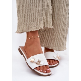 Inna Flat -hane kvinnors flip flops med en vit båge 3