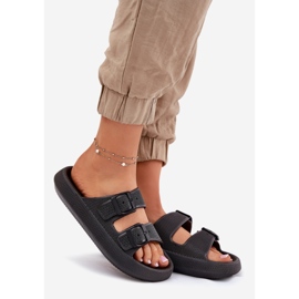 Inna Kvinnors flip flops på plattformen med svarta spännen 1