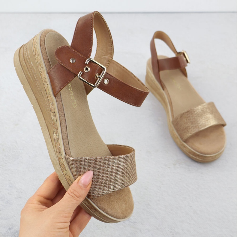 Kvinnors sandaler för bruna kilar Sergio Leone SK-204 1