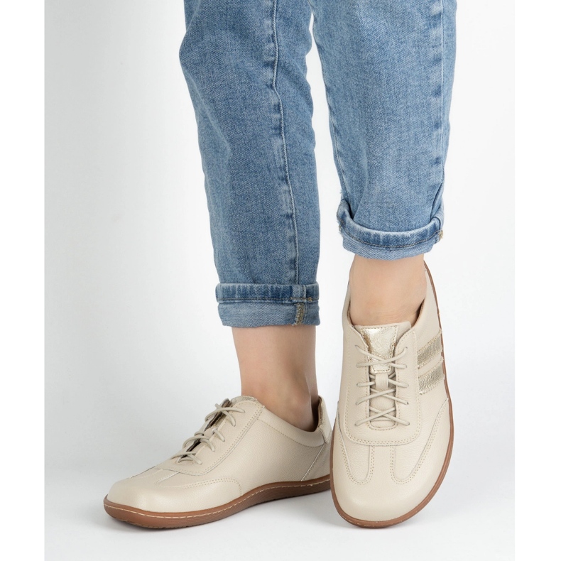 Olivier Barfota kvinnors läder minimalistskor 1287 beige sneakers 2