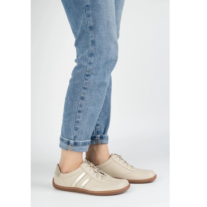 Olivier Barfota kvinnors läder minimalistskor 1287 beige sneakers 1
