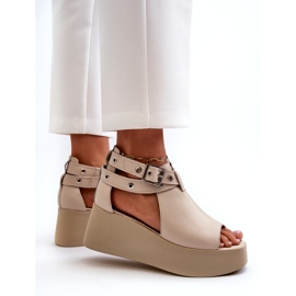 Zazoo 1732 lädersandaler, beige 2