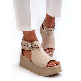 Zazoo 1732 lädersandaler, beige 1