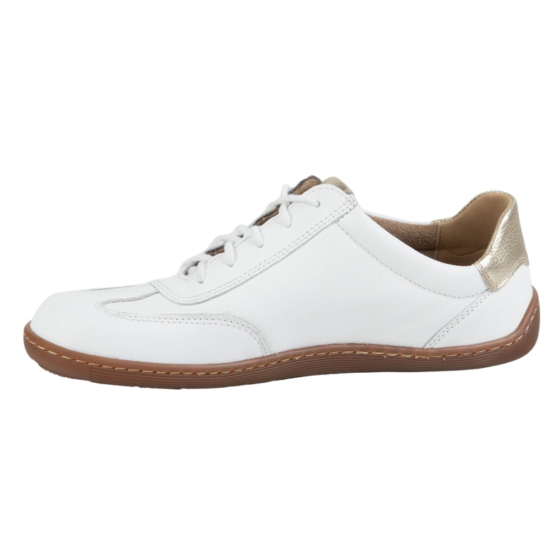 Olivier Barefoot Women's Leather Minimalist Shoes 1287 White With Gold Sneakers vit 1