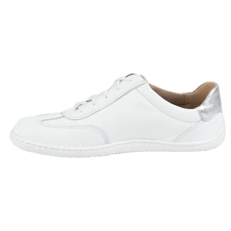Olivier Barefoot Women's Leather Minimalist Shoes 1287 White With Silver Sneakers vit 1