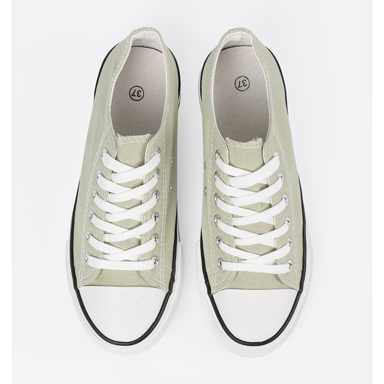 Shelvt Kvinnors material sneakers grön 1