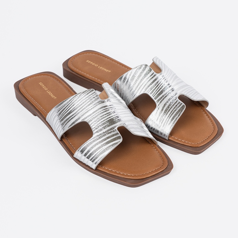 Sergio Leone Silverflip flops med en fyrkantig tå silver- 1