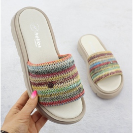 Kvinnors läderflip flops på plattformen Multikolor Helios 156.731 mångfärgad 1