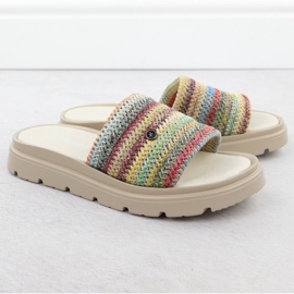 Kvinnors läderflip flops på plattformen Multikolor Helios 156.731 mångfärgad 2