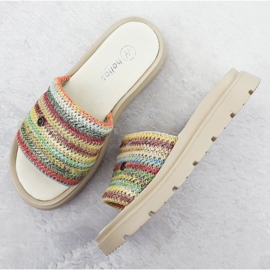 Kvinnors läderflip flops på plattformen Multikolor Helios 156.731 mångfärgad 3