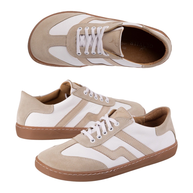 Barfota kvinnors läderskor Olivier Eliza Białe vit 2