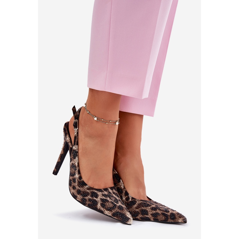 Inna Dekorerade sandaler på en stift beige och svart leopardtryck 1