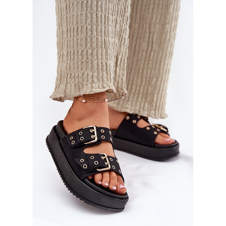 Inna Kvinnors flip flops med klämmor på plattformen svart 2