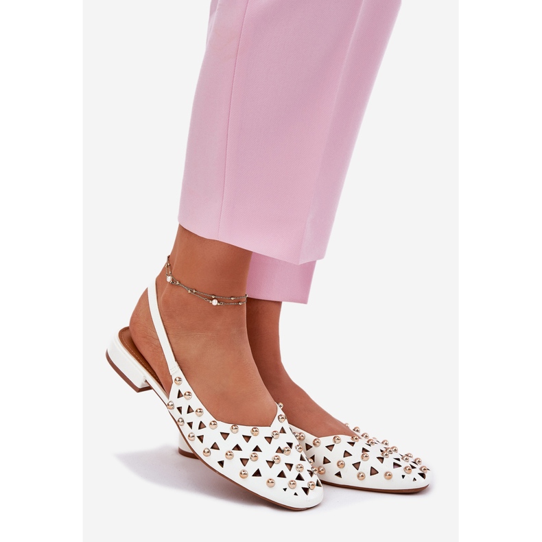 Inna Dekorerad platt -hane ballerinas vit 1