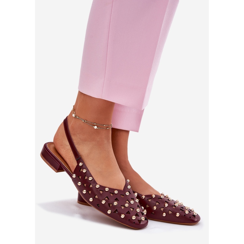 Inna Dekorerad platt vinröd ballerinor 1